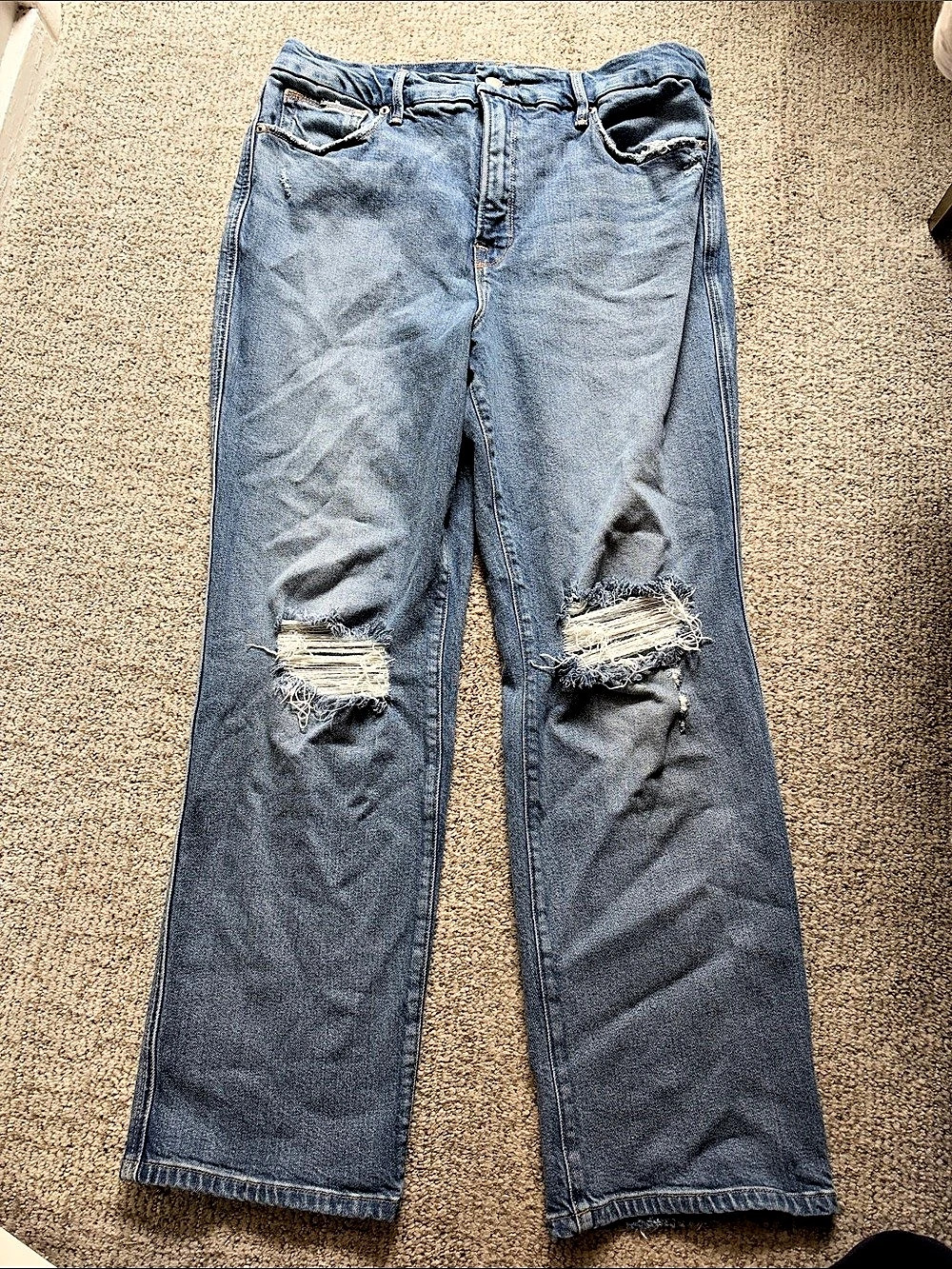 Good American Soft Tech Good Curve Straight Jeans Blue Waist 12/31